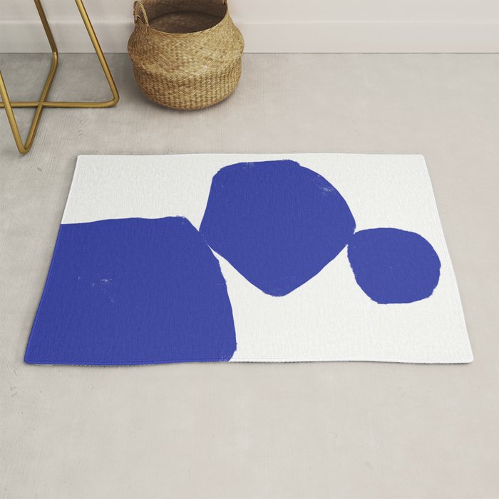 Minimalist Navy Blue Geometric Art Rug Gallery Image 1