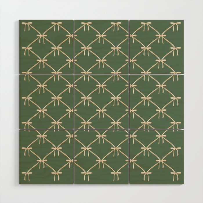 Bows & Ribbons Pattern XXVI Natural Green Wood Wall Art Gallery Image 1