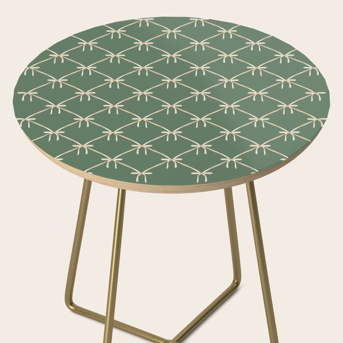 Bows & Ribbons Pattern XXVI Natural Green Side Table Gallery Image 2