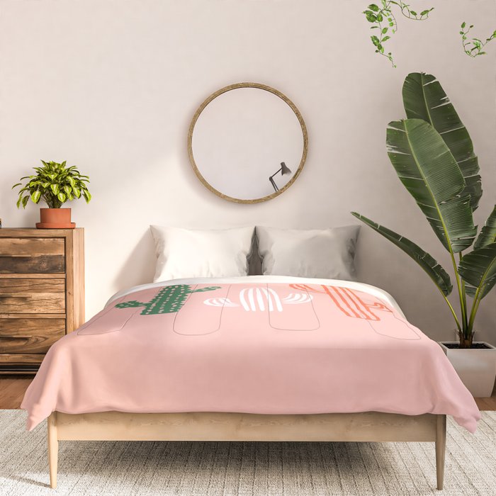Hand drawn cactus plant art Comforter Gallery Image 3