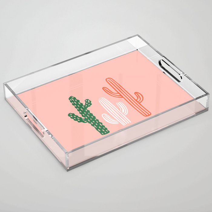 Hand drawn cactus plant art Acrylic Tray Gallery Image 1