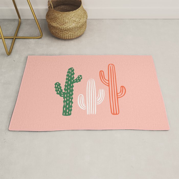 Hand drawn cactus plant art Rug Gallery Image 1