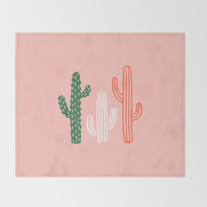 Hand drawn cactus plant art Throw Blanket Gallery Image 2