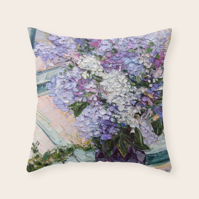 Lilacs in a Window Throw Pillow Gallery Image 1