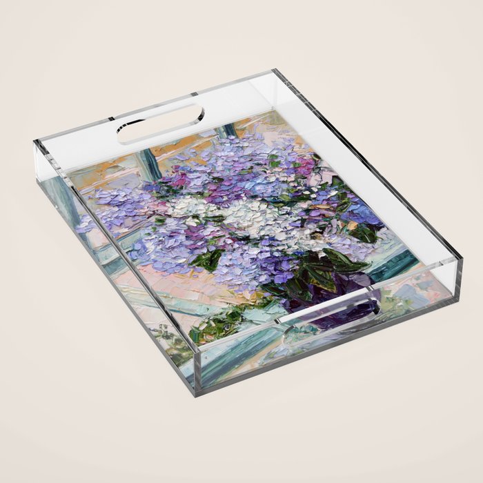 Lilacs in a Window Acrylic Tray Gallery Image 1