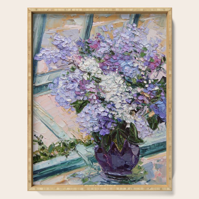 Lilacs in a Window Serving Tray Gallery Image 1