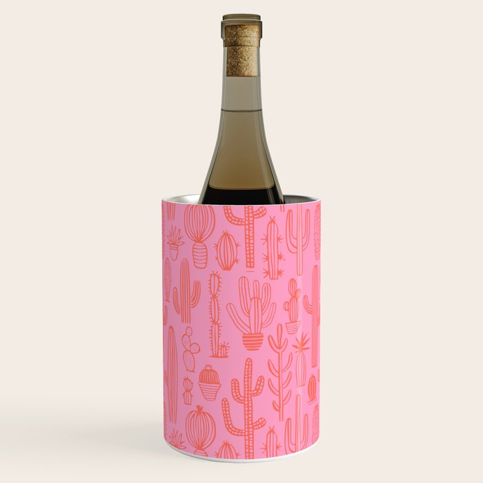 Cactus succulent plant doodle art pattern Wine Chiller Gallery Image 2
