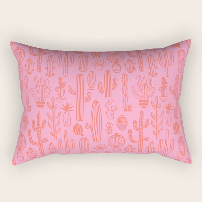 Cactus succulent plant doodle art pattern Rectangular Pillow Gallery Image 2