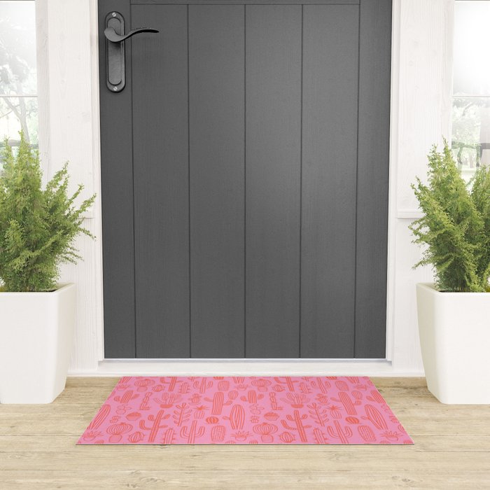 Cactus succulent plant doodle art pattern Welcome Mat Gallery Image 3
