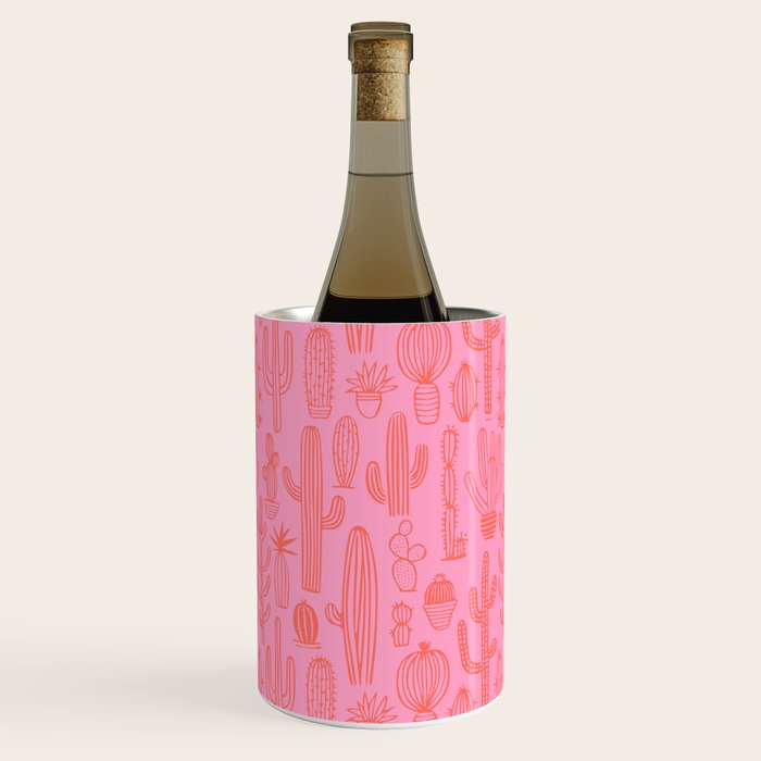 Cactus succulent plant doodle art pattern Wine Chiller Gallery Image 1