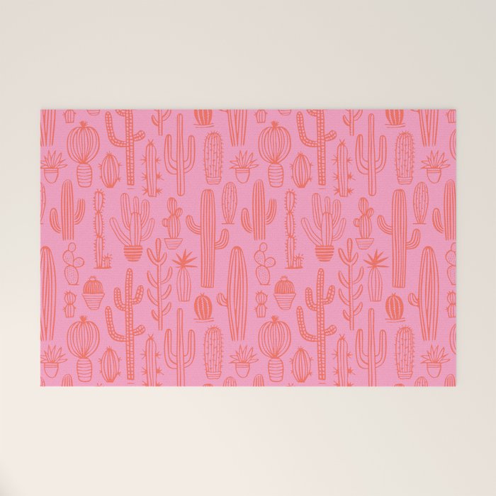 Cactus succulent plant doodle art pattern Welcome Mat Gallery Image 1