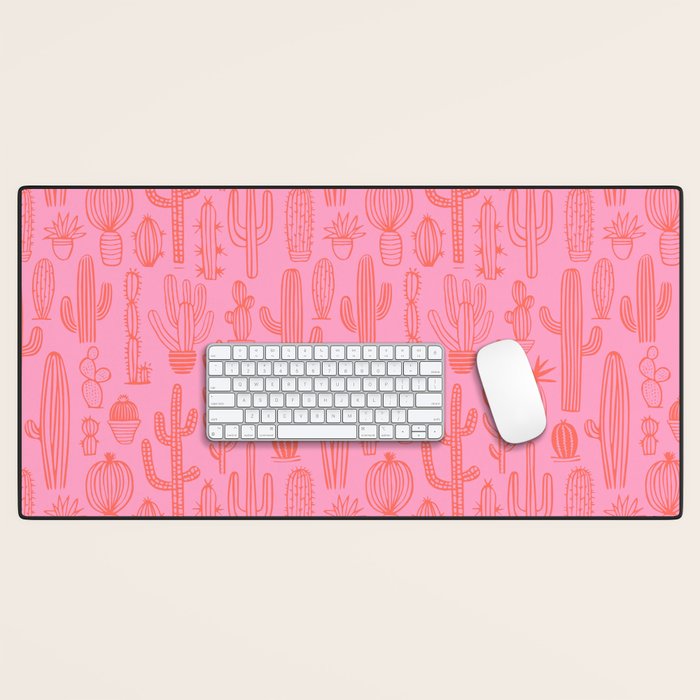 Cactus succulent plant doodle art pattern Desk Mat Gallery Image 1