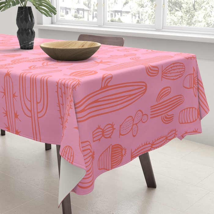 Cactus succulent plant doodle art pattern Tablecloth Gallery Image 3