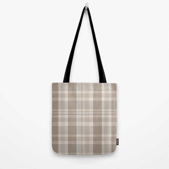 Checkered, Plaid Prints, Warm Brown Tote Bag Gallery Image 2