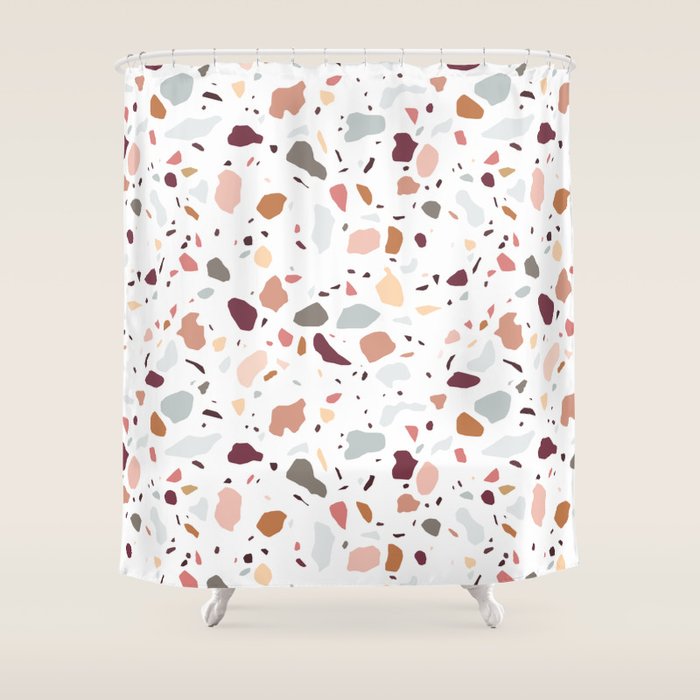 Terrazzo marble pattern Shower Curtain Gallery Image 1