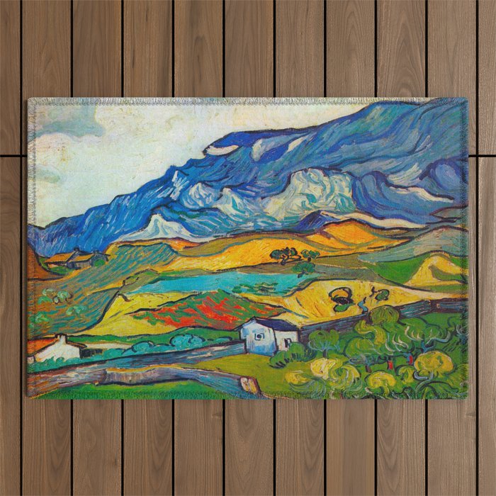 Les Alpilles, Mountain Landscape near South Reme Vincent van Gogh 1889 Outdoor Rug Gallery Image 1