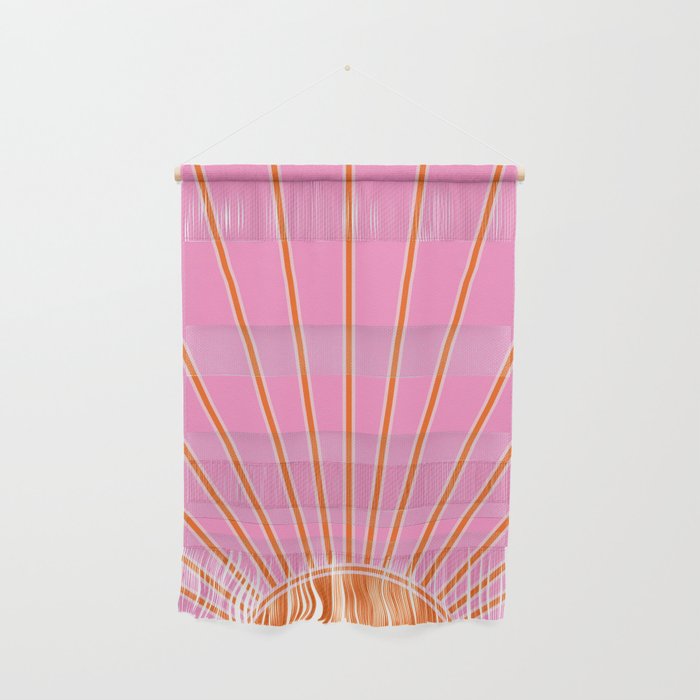 Sun Print Sunrise Pink And Orange Colors Sunshine Retro Sun Wall Art Vintage Boho Abstract Decor Wall Hanging Gallery Image 1