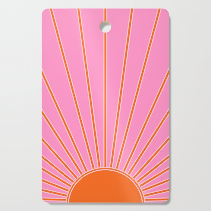 Sun Print Sunrise Pink And Orange Colors Sunshine Retro Sun Wall Art Vintage Boho Abstract Decor Cutting Board Gallery Image 1