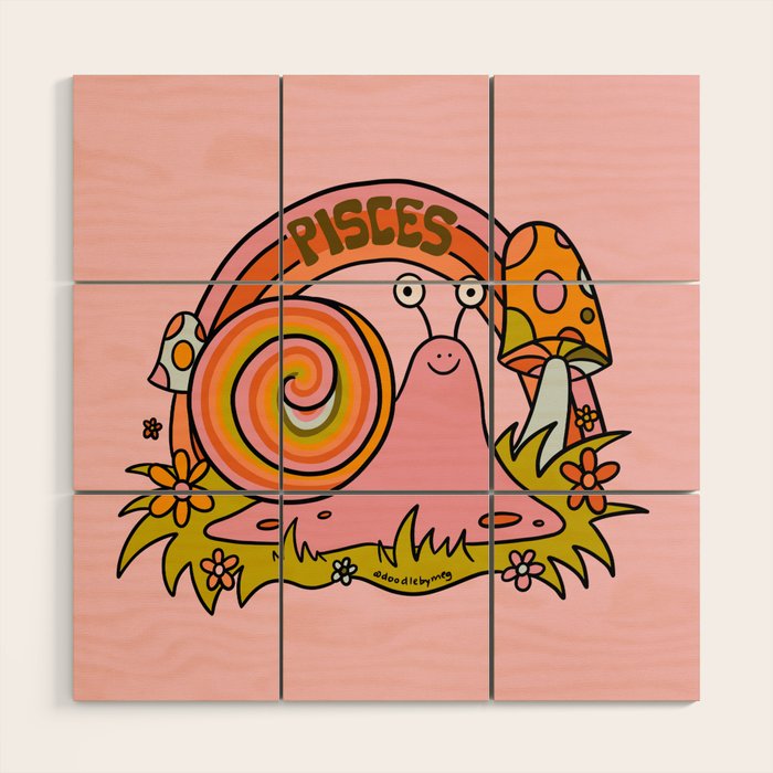 Pisces Snail Wood Wall Art Gallery Image 1