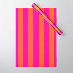 Hot Pink and Burnt Orange Stripes Wrapping Paper Gallery Image 1