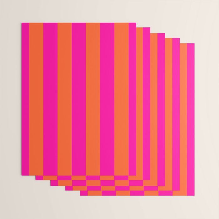 Hot Pink and Burnt Orange Stripes Wrapping Paper Gallery Image 3