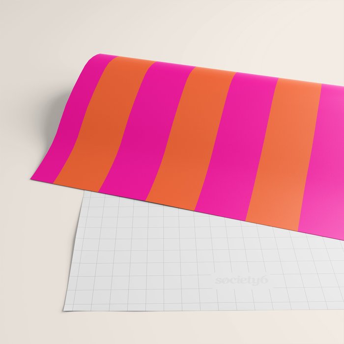Hot Pink and Burnt Orange Stripes Wrapping Paper Gallery Image 2