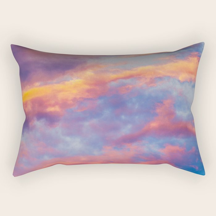 Beautiful Pink Orange Blue Purple Cotton Candy Clouds Fairytale Sky Rectangular Pillow Gallery Image 1