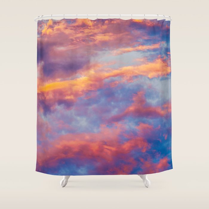 Beautiful Pink Orange Blue Purple Cotton Candy Clouds Fairytale Sky Shower Curtain Gallery Image 1
