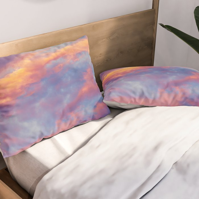 Beautiful Pink Orange Blue Purple Cotton Candy Clouds Fairytale Sky Pillow Sham Gallery Image 2