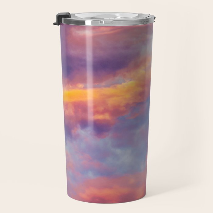 Beautiful Pink Orange Blue Purple Cotton Candy Clouds Fairytale Sky Travel Mug Gallery Image 3