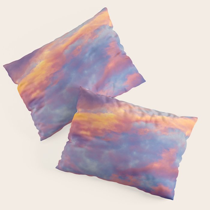 Beautiful Pink Orange Blue Purple Cotton Candy Clouds Fairytale Sky Pillow Sham Gallery Image 1