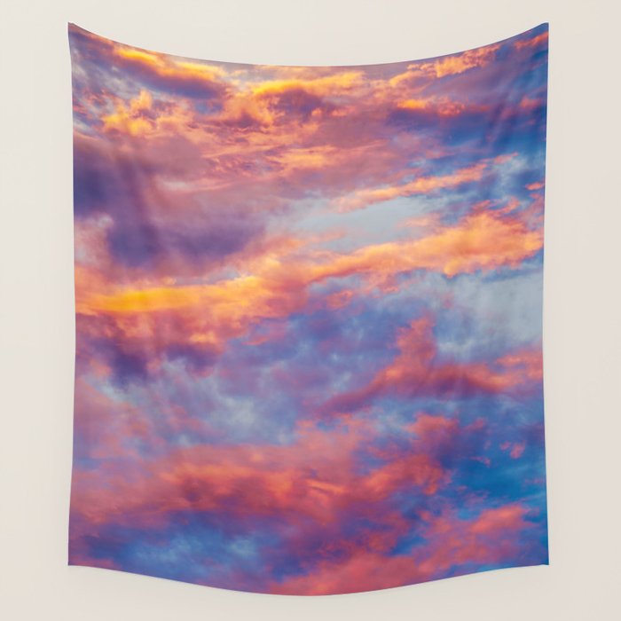 Beautiful Pink Orange Blue Purple Cotton Candy Clouds Fairytale Sky Wall Tapestry Gallery Image 1
