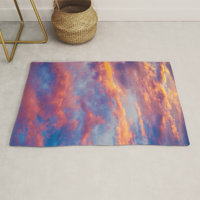 Beautiful Pink Orange Blue Purple Cotton Candy Clouds Fairytale Sky Rug Gallery Image 1