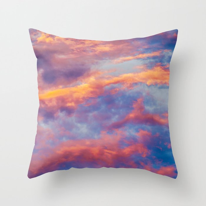 Beautiful Pink Orange Blue Purple Cotton Candy Clouds Fairytale Sky Throw Pillow Gallery Image 1