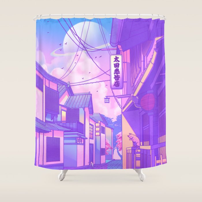 City Pop Kyoto Shower Curtain Gallery Image 1