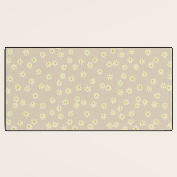 Tiny Flowers / Beige & Lime Desk Mat Gallery Image 3