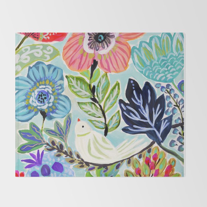 Bird and Blooms Throw Blanket Gallery Image 2