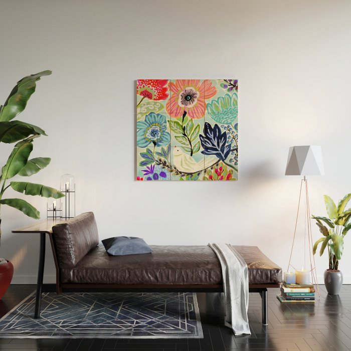 Bird and Blooms Wood Wall Art Gallery Image 2