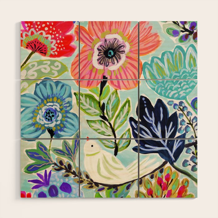 Bird and Blooms Wood Wall Art Gallery Image 1