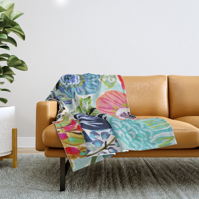 Bird and Blooms Throw Blanket Gallery Image 1