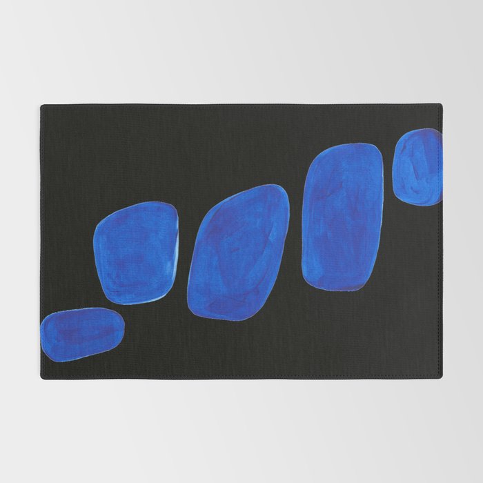 Mid Century Vintage Abstract Minimalist Colorful Pop Art Indigenous Phthalo Blue Pebbles Stacked Rug Gallery Image 2