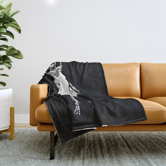 Skeleton want to be Asronaut Throw Blanket Gallery Image 1