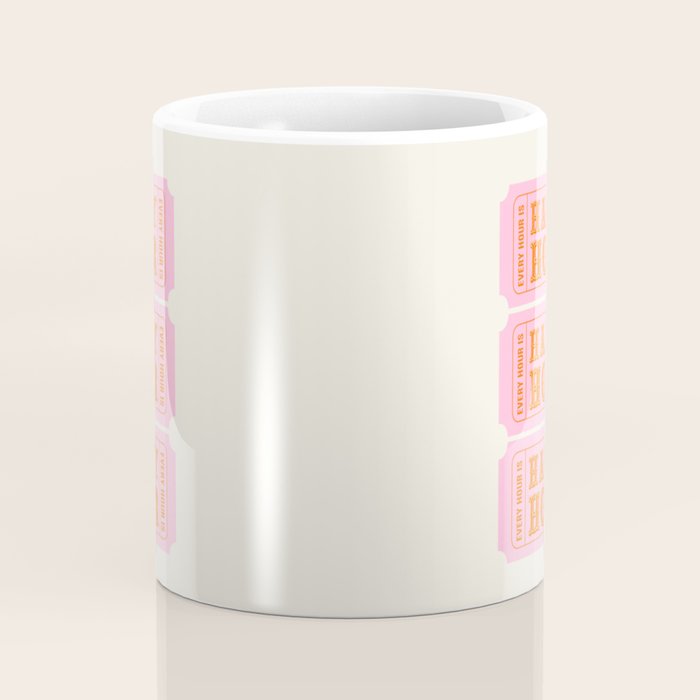 Every Hour Is Happy Hour, Pink Retro Bar Ticket Coffee Mug Gallery Image 4