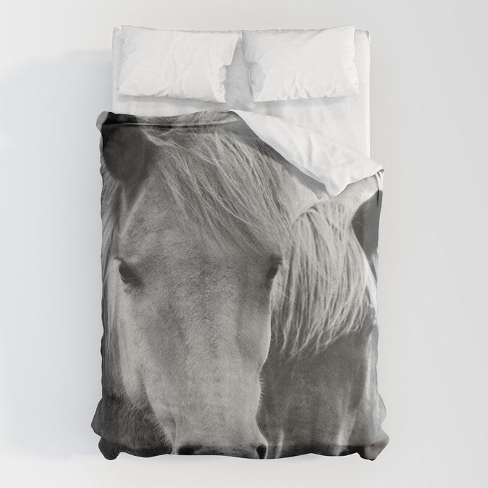 Horses - Black & White 7 Duvet Cover Gallery Image 1