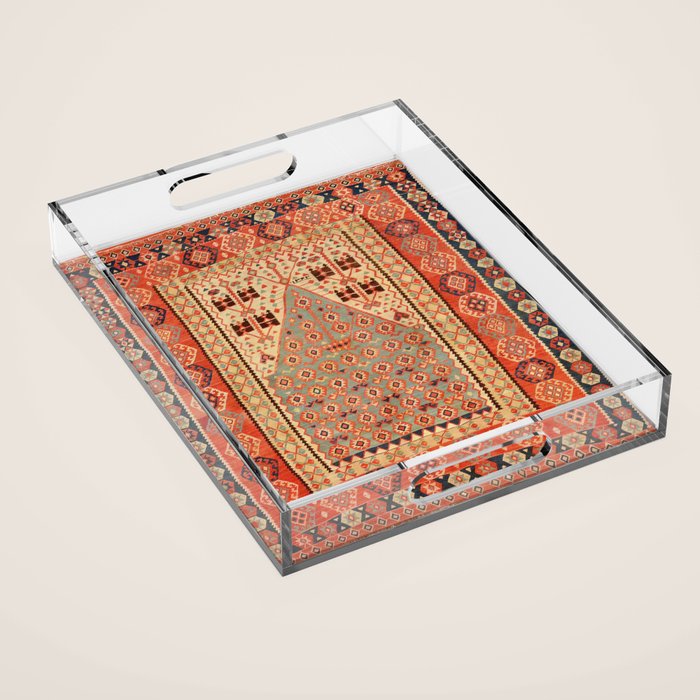 Antique Erzurum Turkish Kilim Rug Print Acrylic Tray Gallery Image 1