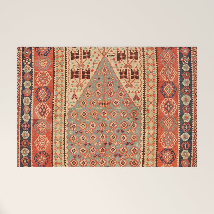 Antique Erzurum Turkish Kilim Rug Print Welcome Mat Gallery Image 1