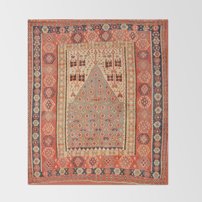 Antique Erzurum Turkish Kilim Rug Print Throw Blanket Gallery Image 2