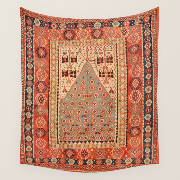 Antique Erzurum Turkish Kilim Rug Print Wall Tapestry Gallery Image 1
