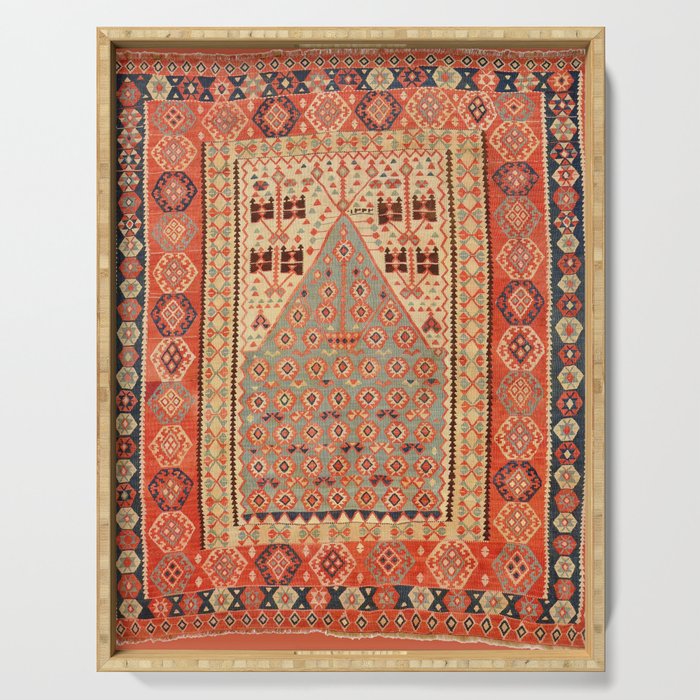 Antique Erzurum Turkish Kilim Rug Print Serving Tray Gallery Image 1