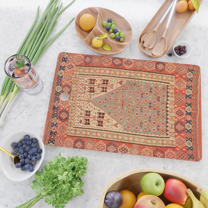 Antique Erzurum Turkish Kilim Rug Print Cutting Board Gallery Image 2